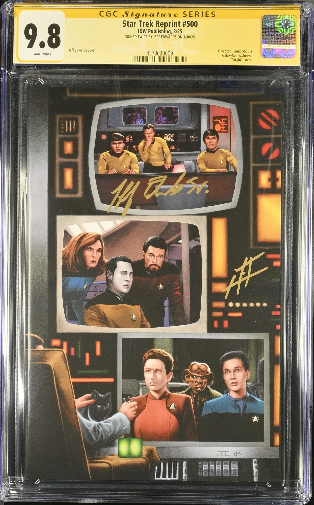 STAR TREK #500 "GARY SEVEN WATCHES" GALAXYCON VARIANT (COLOR) CGC SS 9.8 Signed by: Jeff Edwards - Image 3