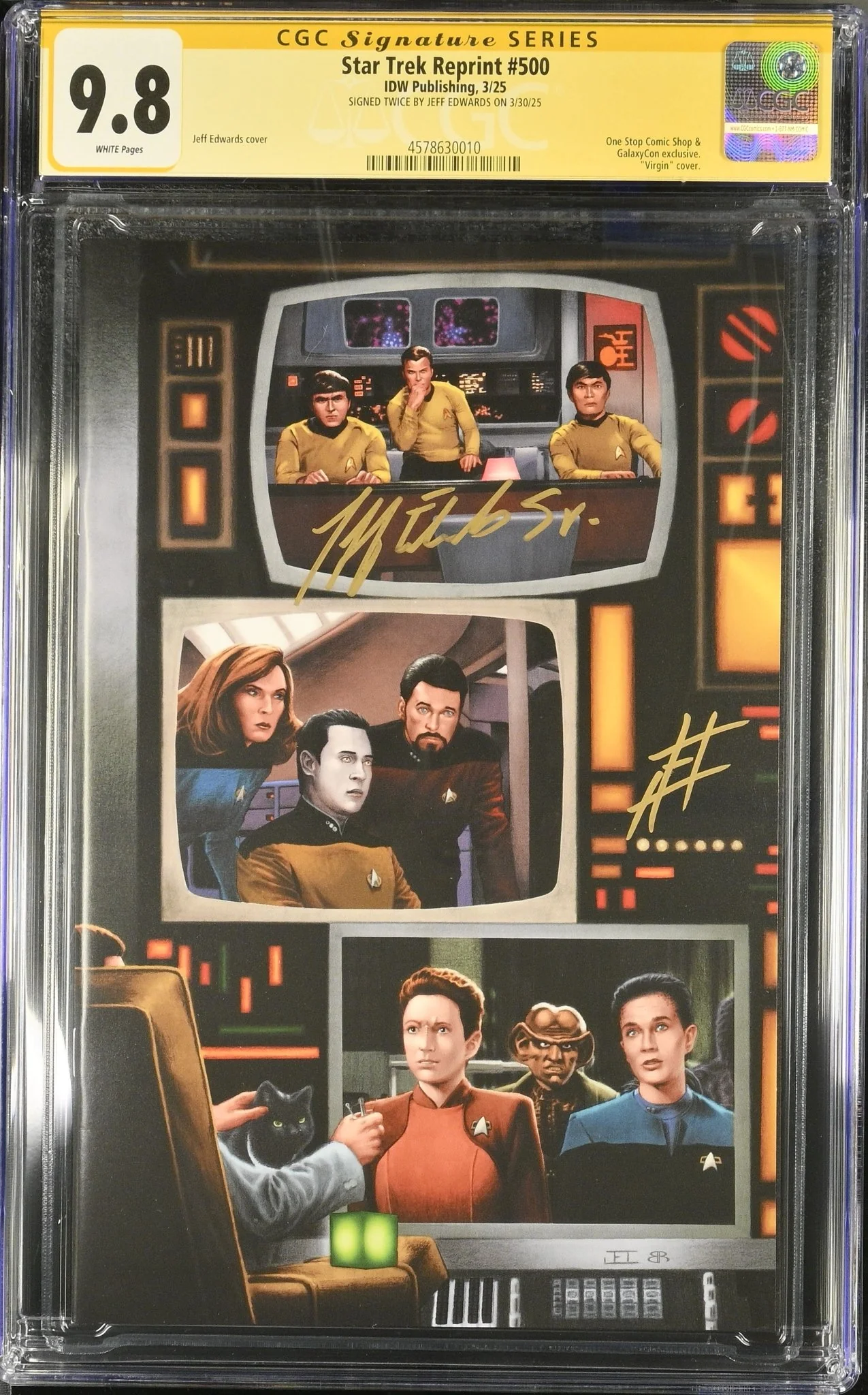 STAR TREK #500 "GARY SEVEN WATCHES" GALAXYCON VARIANT (COLOR) CGC SS 9.8 Signed by: Jeff Edwards - Image 4