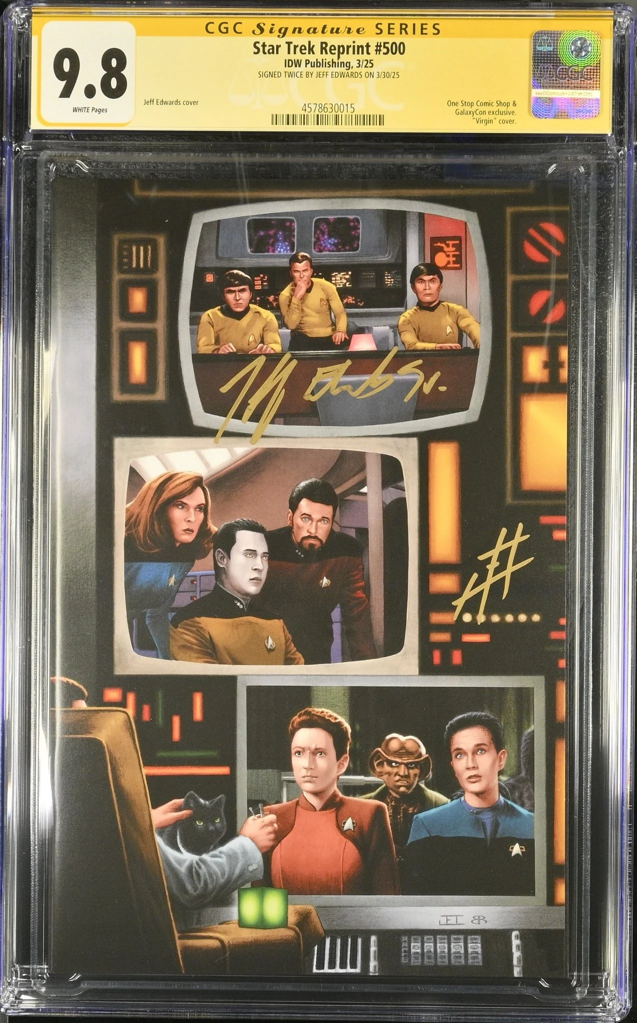 STAR TREK #500 "GARY SEVEN WATCHES" GALAXYCON VARIANT (COLOR) CGC SS 9.8 Signed by: Jeff Edwards - Image 8