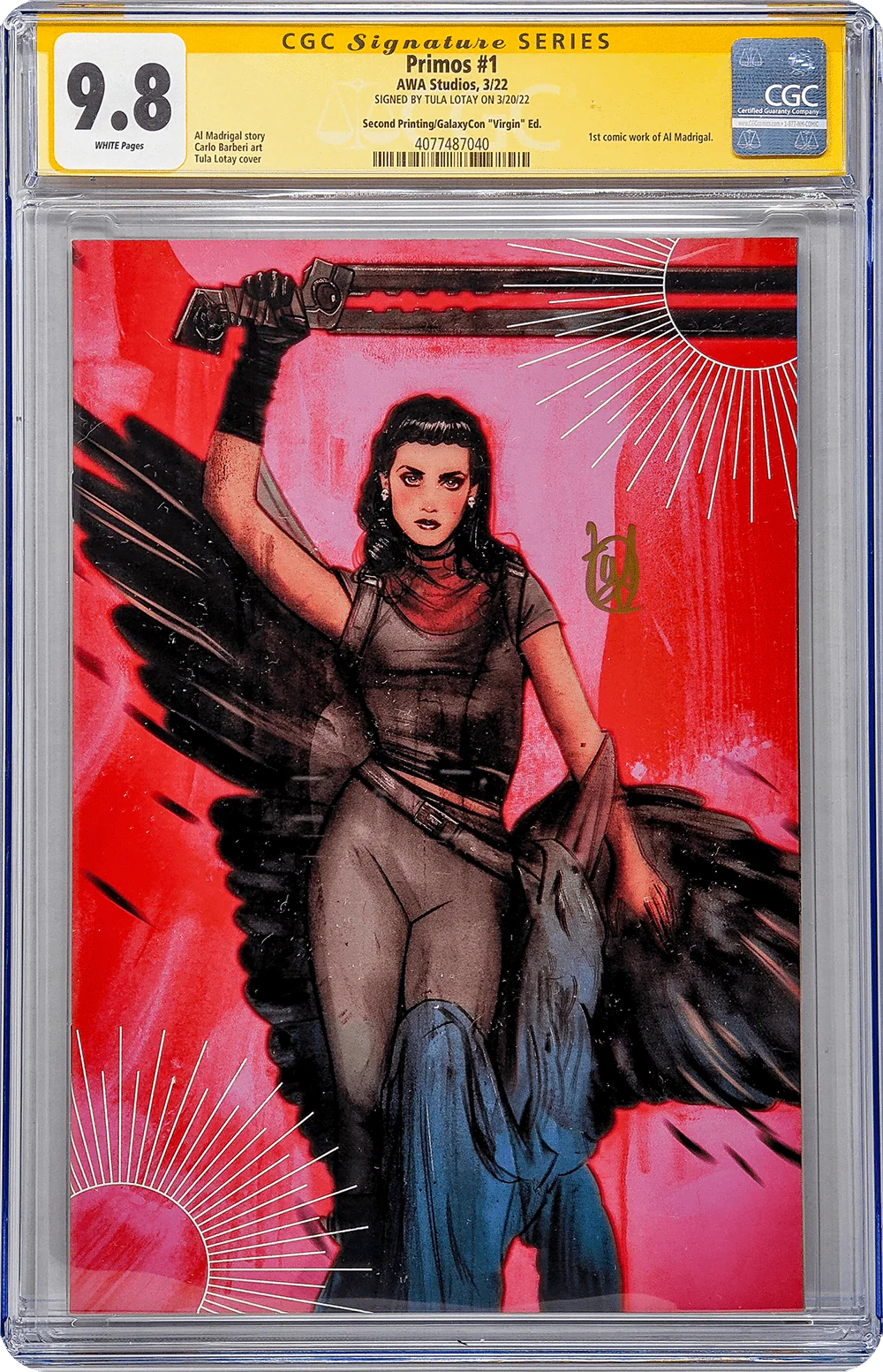 Primos #1 GalaxyCon Exclusive Virgin Variant CGC Signature Series 9.8 Signed Tula Lotay - Image 2