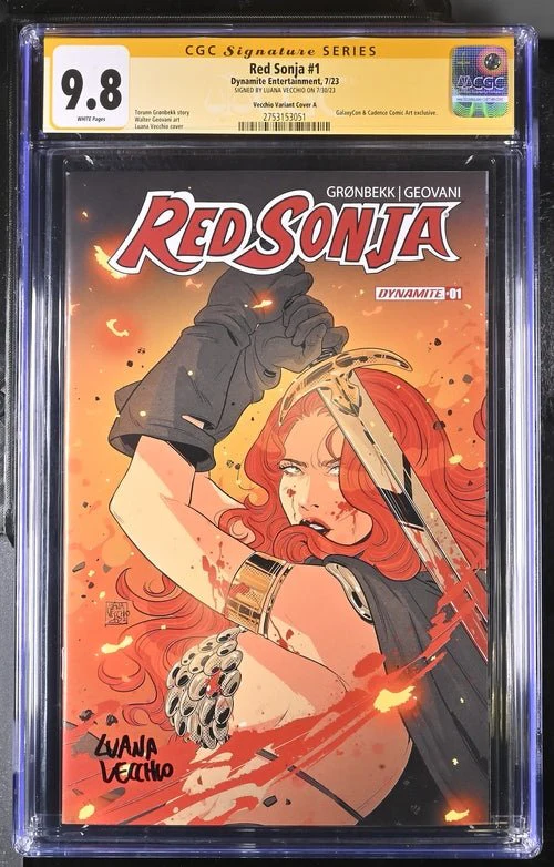 Red Sonja #1 Cover A Galaxycon Exclusive Variant Dynamite Entertrainment CGC Signature Series 9.8 Signed Luana Vecchio - Image 10