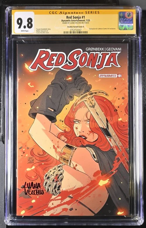 Red Sonja #1 Cover A Galaxycon Exclusive Variant Dynamite Entertrainment CGC Signature Series 9.8 Signed Luana Vecchio - Image 16