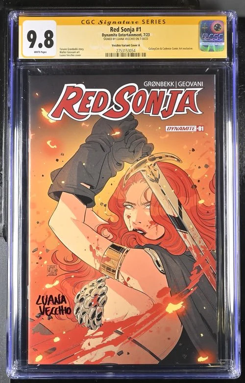 Red Sonja #1 Cover A Galaxycon Exclusive Variant Dynamite Entertrainment CGC Signature Series 9.8 Signed Luana Vecchio - Image 2