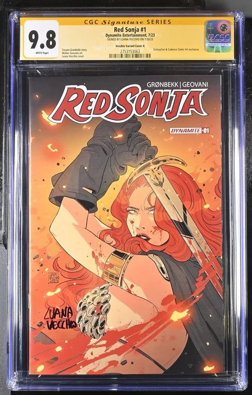 Red Sonja #1 Cover A Galaxycon Exclusive Variant Dynamite Entertrainment CGC Signature Series 9.8 Signed Luana Vecchio - Image 25