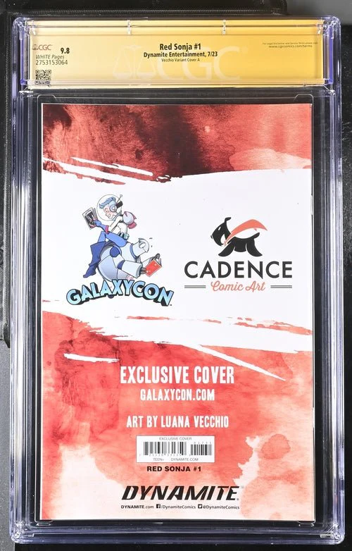 Red Sonja #1 Cover A Galaxycon Exclusive Variant Dynamite Entertrainment CGC Signature Series 9.8 Signed Luana Vecchio - Image 28