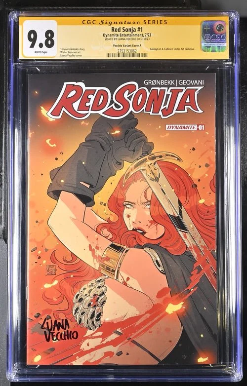 Red Sonja #1 Cover A Galaxycon Exclusive Variant Dynamite Entertrainment CGC Signature Series 9.8 Signed Luana Vecchio - Image 4