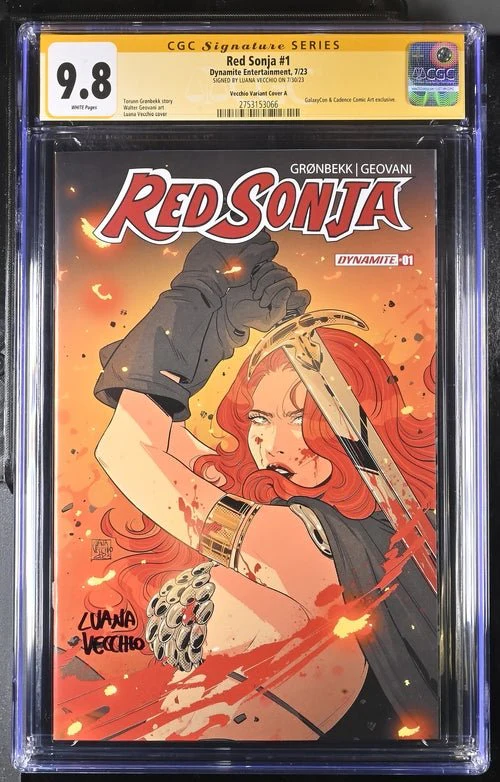 Red Sonja #1 Cover A Galaxycon Exclusive Variant Dynamite Entertrainment CGC Signature Series 9.8 Signed Luana Vecchio - Image 6