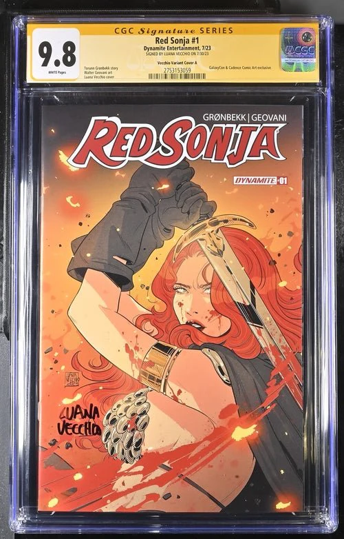 Red Sonja #1 Cover A Galaxycon Exclusive Variant Dynamite Entertrainment CGC Signature Series 9.8 Signed Luana Vecchio - Image 8