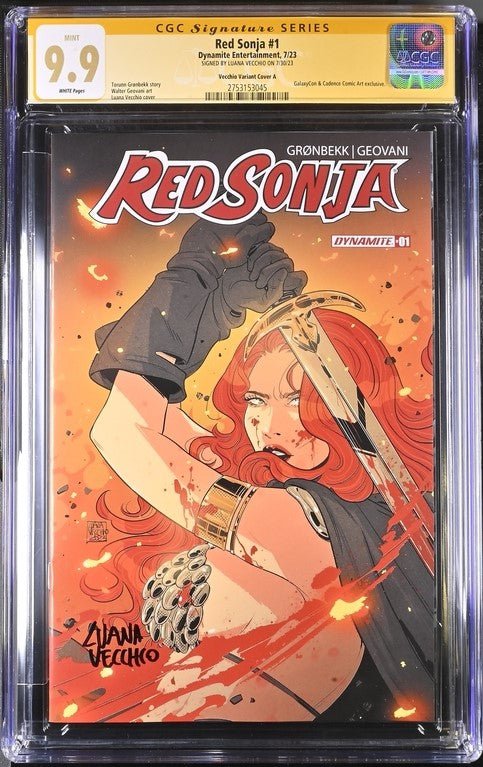 Red Sonja #1 Cover A GalaxyCon Exclusive Variant Dynamite Entertainment CGC Signature Series 9.9 Signed Luana Vecchio - Image 2