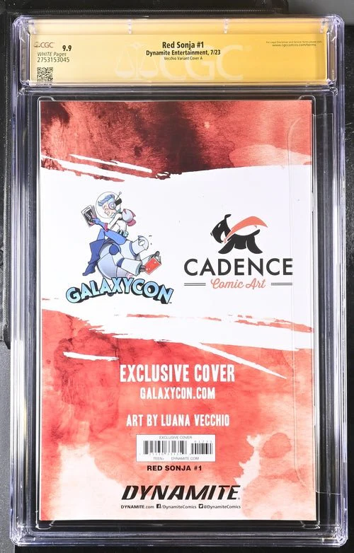 Red Sonja #1 Cover A GalaxyCon Exclusive Variant Dynamite Entertainment CGC Signature Series 9.9 Signed Luana Vecchio - Image 3