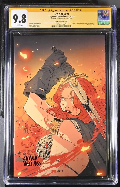 Red Sonja #1 Cover B Galaxycon Exclusive Virgin Variant Dynamite Entertrainment CGC Signature Series 9.8 Signed Luana Vecchio - Image 10