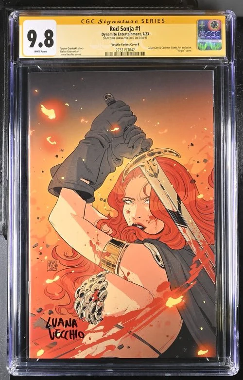 Red Sonja #1 Cover B Galaxycon Exclusive Virgin Variant Dynamite Entertrainment CGC Signature Series 9.8 Signed Luana Vecchio - Image 12