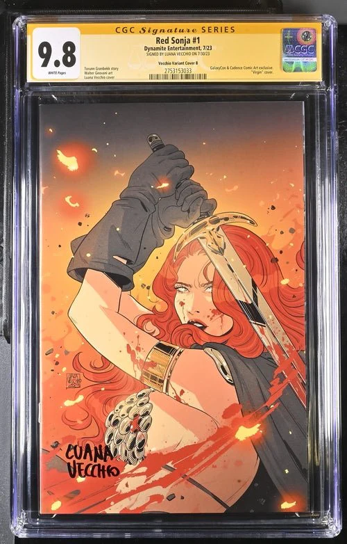 Red Sonja #1 Cover B Galaxycon Exclusive Virgin Variant Dynamite Entertrainment CGC Signature Series 9.8 Signed Luana Vecchio - Image 16