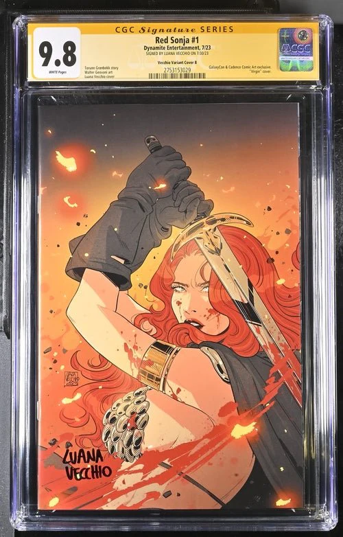 Red Sonja #1 Cover B Galaxycon Exclusive Virgin Variant Dynamite Entertrainment CGC Signature Series 9.8 Signed Luana Vecchio - Image 22