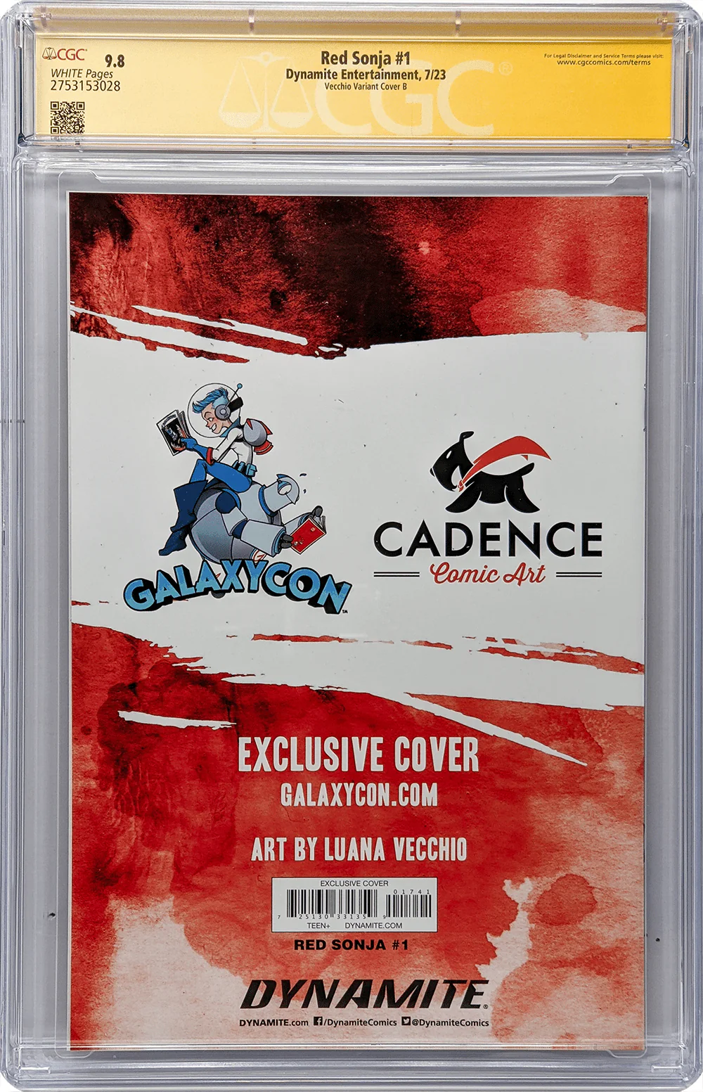 Red Sonja #1 Cover B Galaxycon Exclusive Virgin Variant Dynamite Entertrainment CGC Signature Series 9.8 Signed Luana Vecchio - Image 5