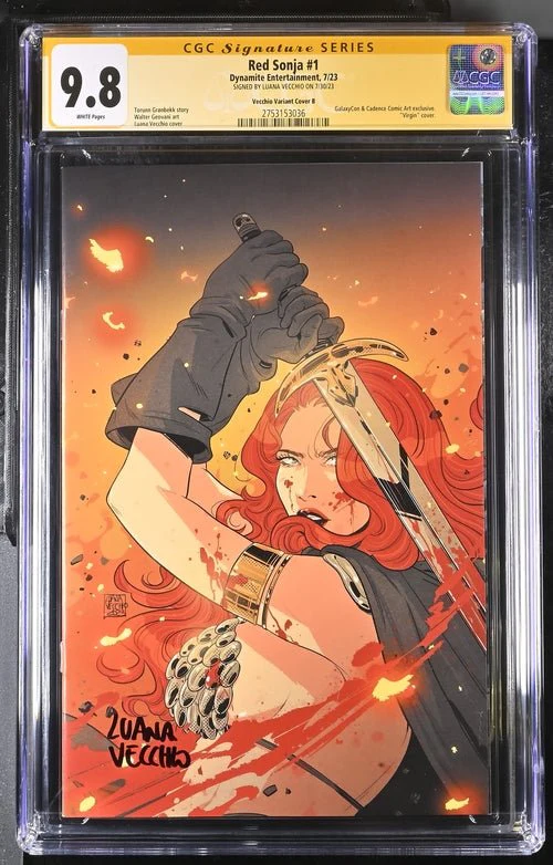 Red Sonja #1 Cover B Galaxycon Exclusive Virgin Variant Dynamite Entertrainment CGC Signature Series 9.8 Signed Luana Vecchio - Image 6