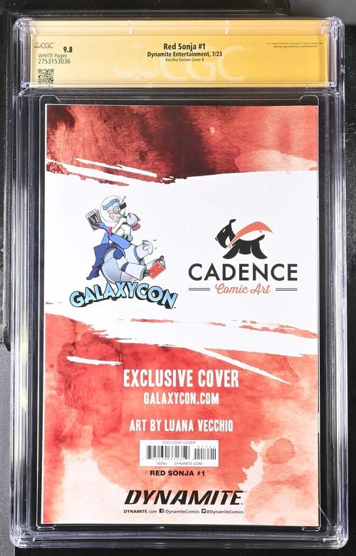 Red Sonja #1 Cover B Galaxycon Exclusive Virgin Variant Dynamite Entertrainment CGC Signature Series 9.8 Signed Luana Vecchio - Image 7