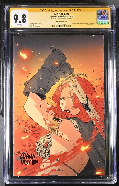 Red Sonja #1 Cover B Galaxycon Exclusive Virgin Variant Dynamite Entertrainment CGC Signature Series 9.8 Signed Luana Vecchio - Image 8