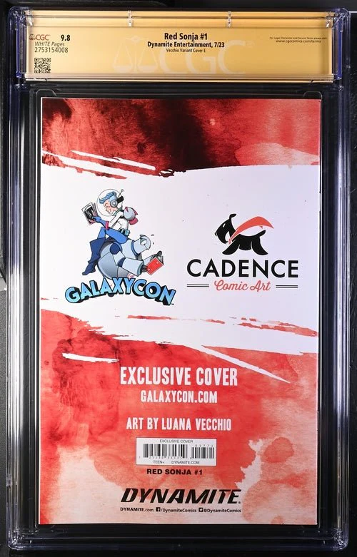 Red Sonja #1 Red Foil Cover E GalaxyCon Exclusive Variant Dynamite Entertainment CGC Signature Series 9.8 Signed Luana Vecchio - Image 10