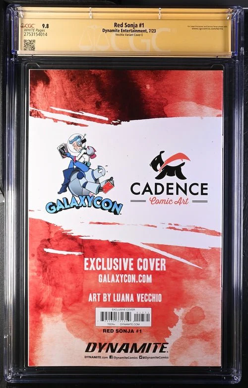 Red Sonja #1 Red Foil Cover E GalaxyCon Exclusive Variant Dynamite Entertainment CGC Signature Series 9.8 Signed Luana Vecchio - Image 11
