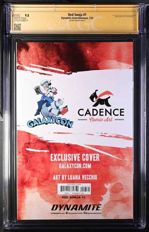 Red Sonja #1 Red Foil Cover E GalaxyCon Exclusive Variant Dynamite Entertainment CGC Signature Series 9.8 Signed Luana Vecchio - Image 8