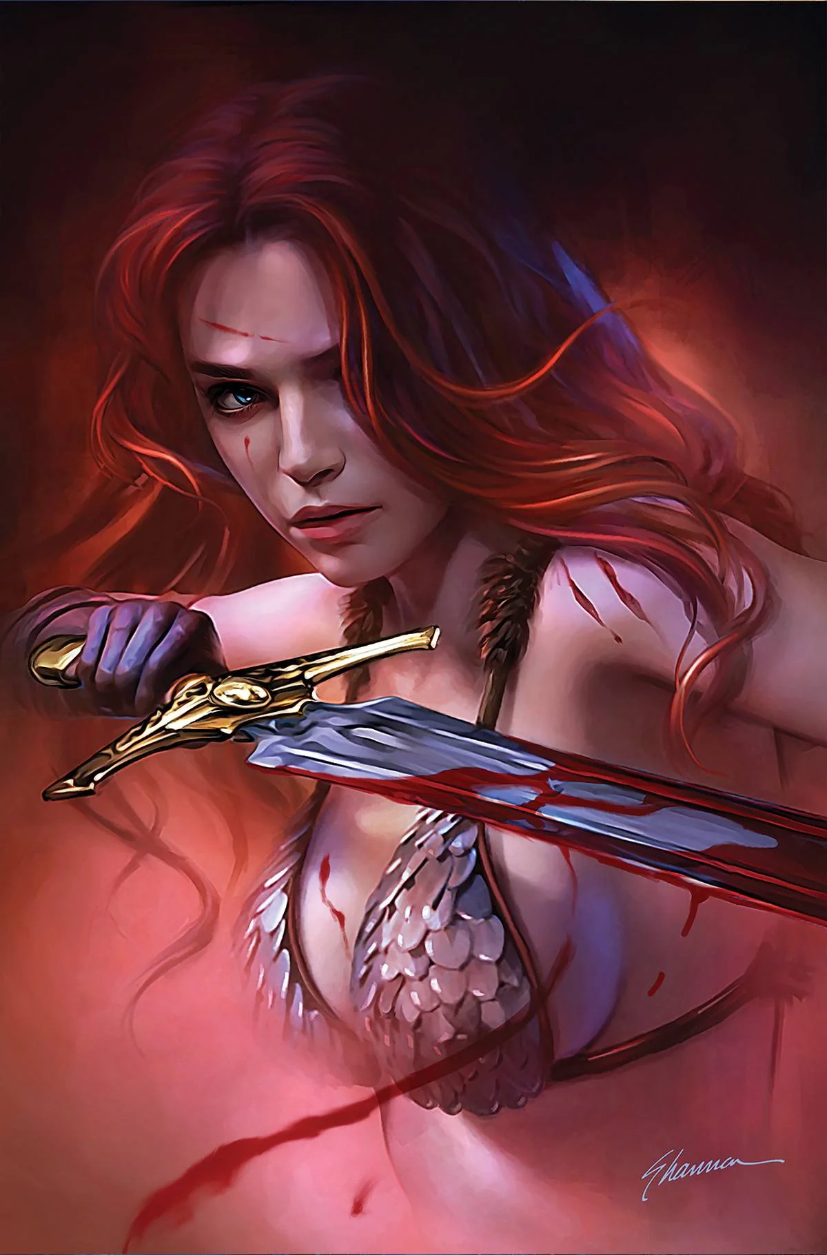 Red Sonja #1 Cover ZK Maer 1:200 Virgin Foil Edition Variant Comic Book - Image 2