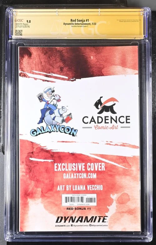 Red Sonja #1 GalaxyCon Edition C Virgin Dynamite CGC Signature Series 9.8 Signed Luana Vecchio - Image 3
