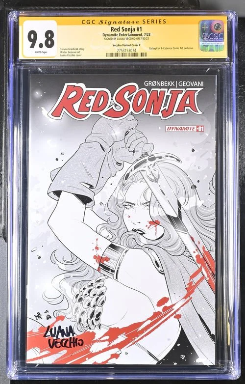 Red Sonja #1 GalaxyCon Edition C Virgin Dynamite CGC Signature Series 9.8 Signed Luana Vecchio - Image 6
