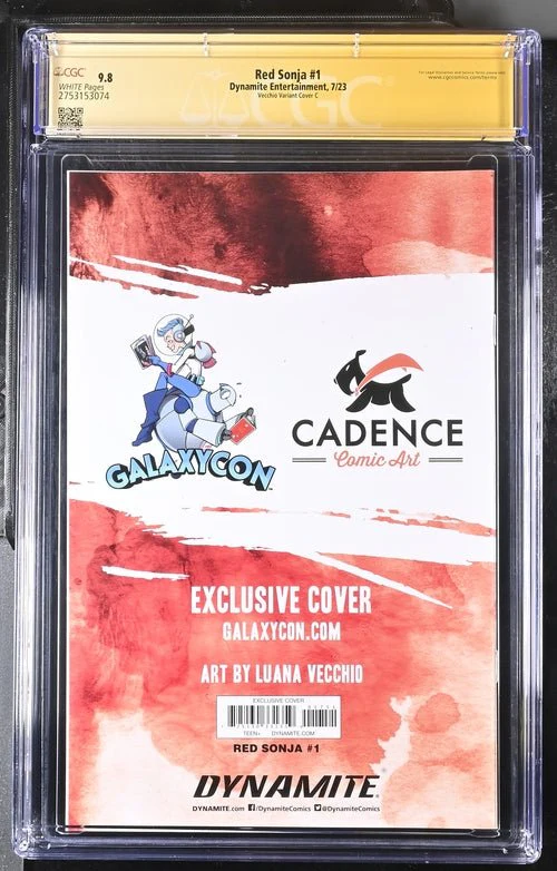 Red Sonja #1 GalaxyCon Edition C Virgin Dynamite CGC Signature Series 9.8 Signed Luana Vecchio - Image 7