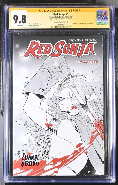Red Sonja #1 GalaxyCon Edition C Virgin Dynamite CGC Signature Series 9.8 Signed Luana Vecchio - Image 8