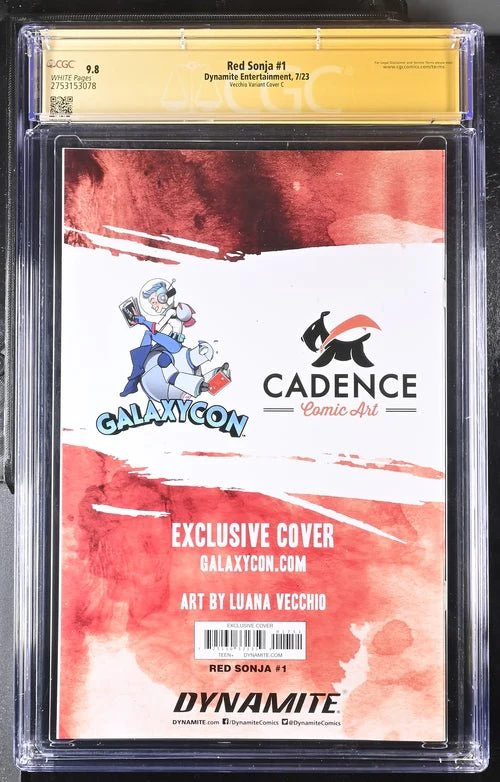 Red Sonja #1 GalaxyCon Edition C Virgin Dynamite CGC Signature Series 9.8 Signed Luana Vecchio - Image 9
