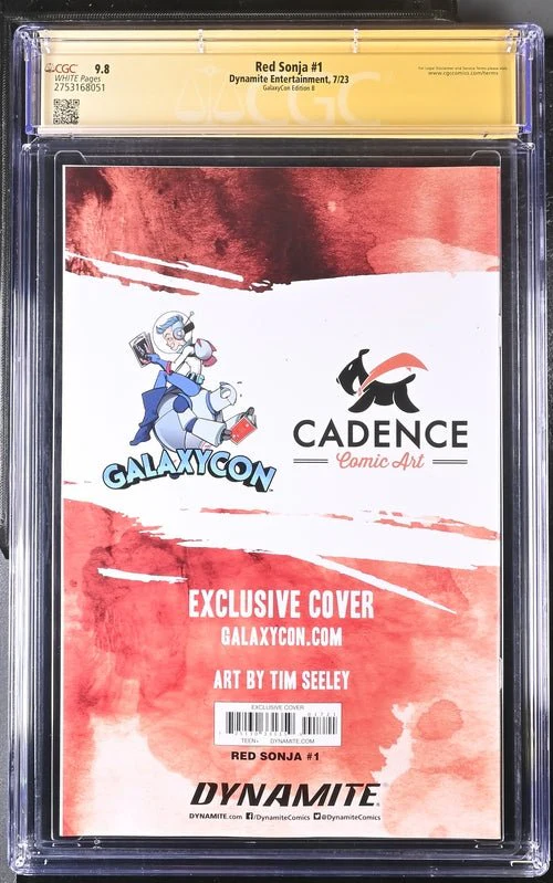 Red Sonja #1 GalaxyCon Edition B Virgin Dynamite CGC Signature Series 9.8 Signed Tim Seeley - Image 11