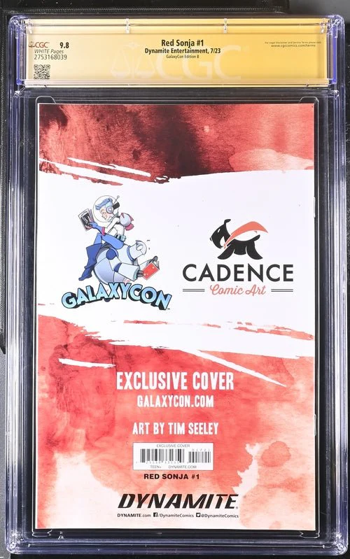 Red Sonja #1 GalaxyCon Edition B Virgin Dynamite CGC Signature Series 9.8 Signed Tim Seeley - Image 15