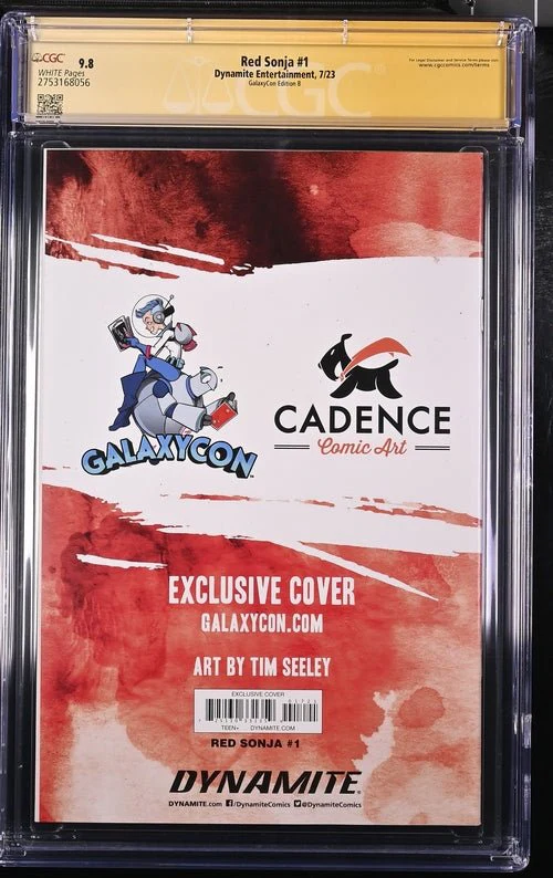 Red Sonja #1 GalaxyCon Edition B Virgin Dynamite CGC Signature Series 9.8 Signed Tim Seeley - Image 3