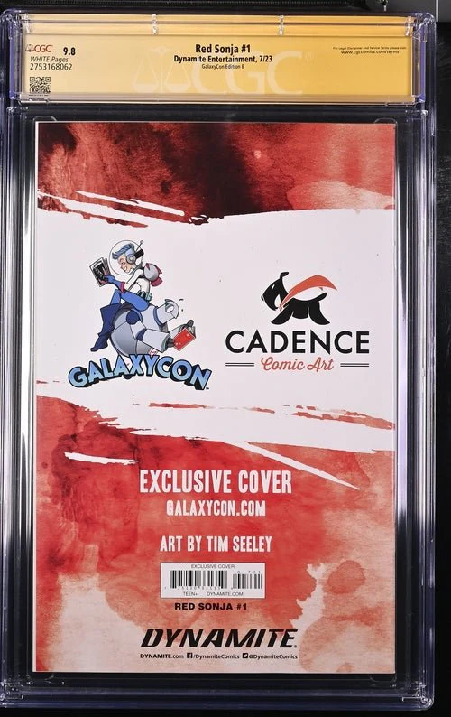 Red Sonja #1 GalaxyCon Edition B Virgin Dynamite CGC Signature Series 9.8 Signed Tim Seeley - Image 9