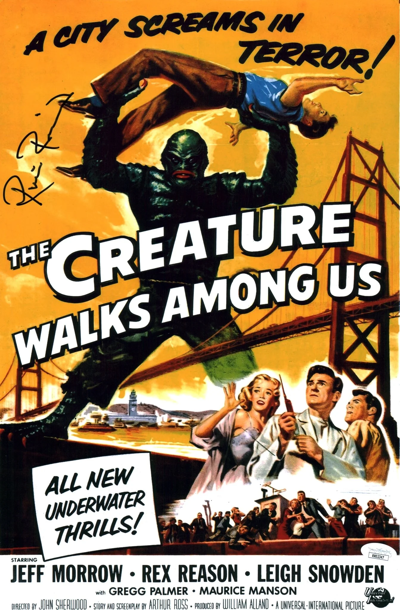 Ricou Browning The Creature Walks Among Us 11x17 Signed Photo Poster JSA Certified Autograph - Image 2