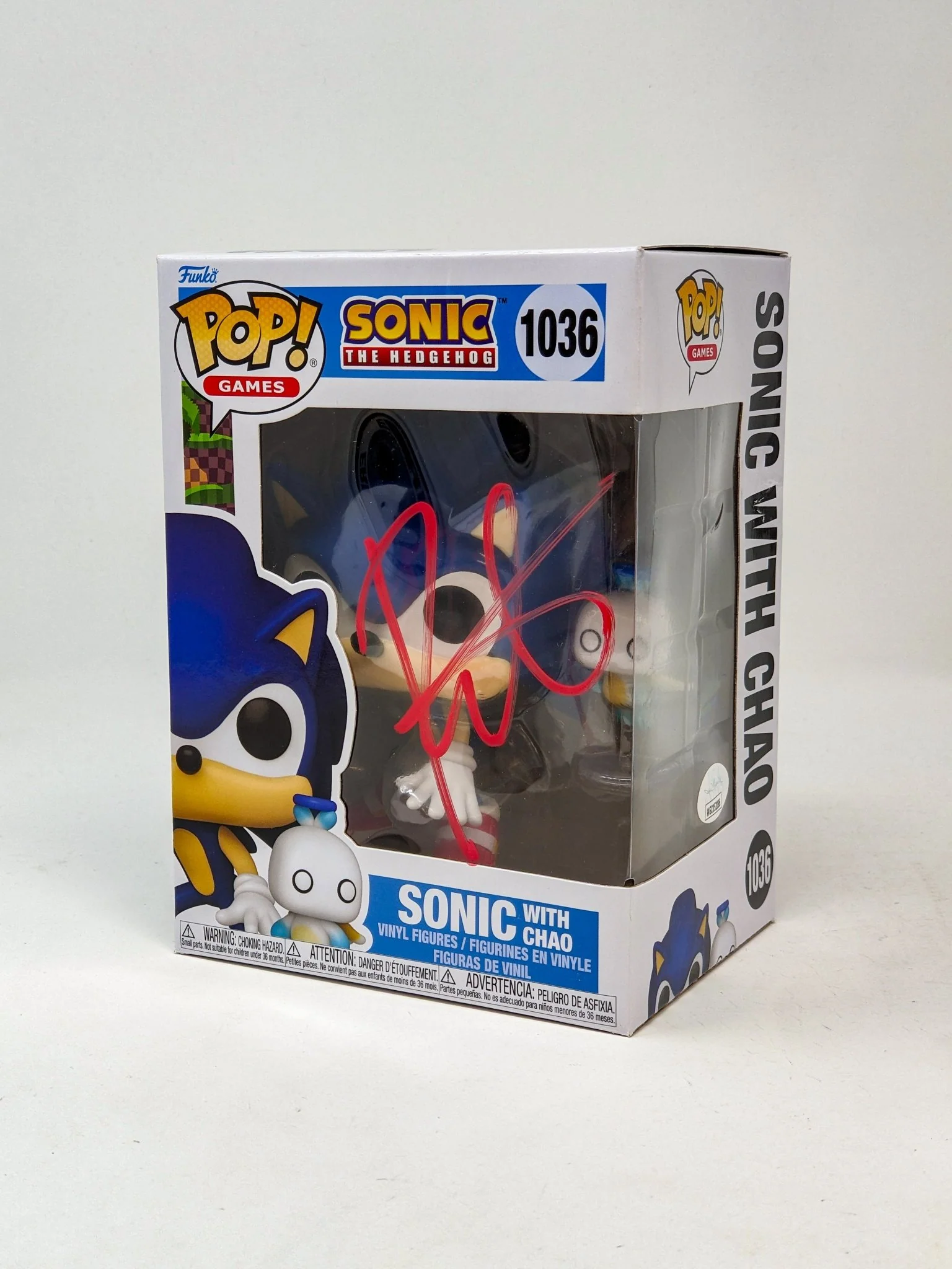 Roger Craig Smith Sonic the Hedgehog with Chao #1036 Signed Funko Pop JSA Certified Autograph - Image 2