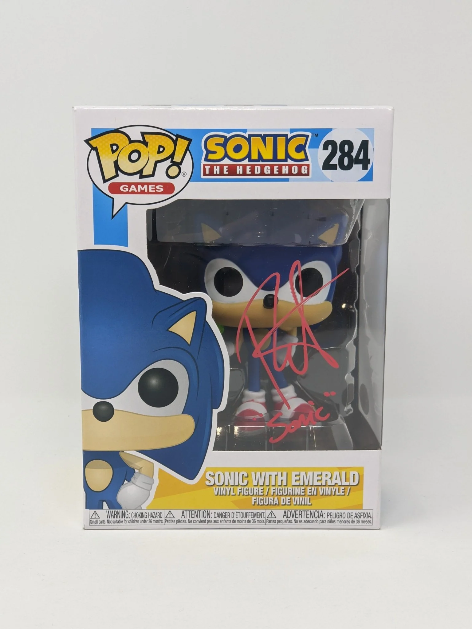 Roger Craig Smith Sonic the Hedgehog with Emerald #284 Signed Funko Pop JSA Certified Autograph - Image 3