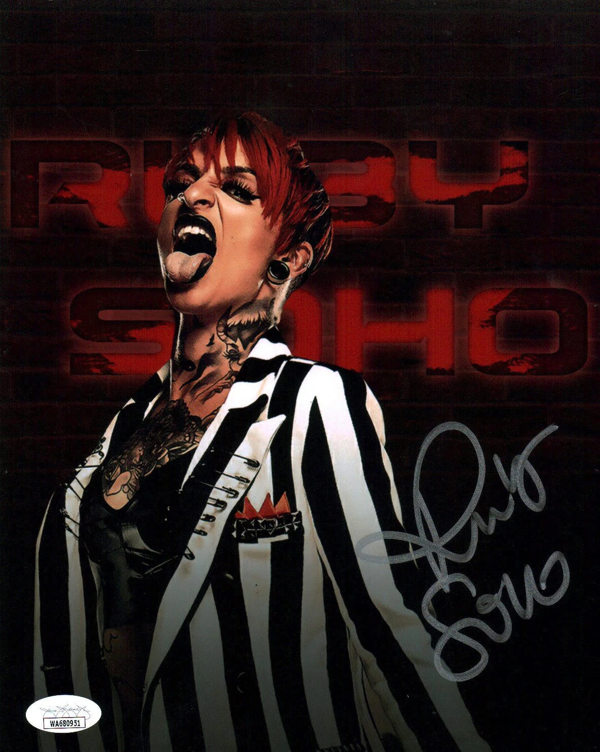 Ruby Soho Riott AEW Wrestling 8x10 Signed Photo JSA Certified Autograph