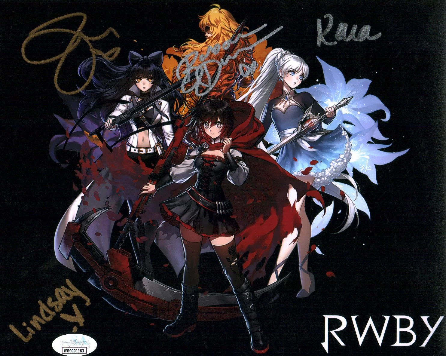 RWBY 8x10 Photo Cast x4 Signed Jones, Dunkelman, Eberle, Zech JSA Certified Autograph - Image 3