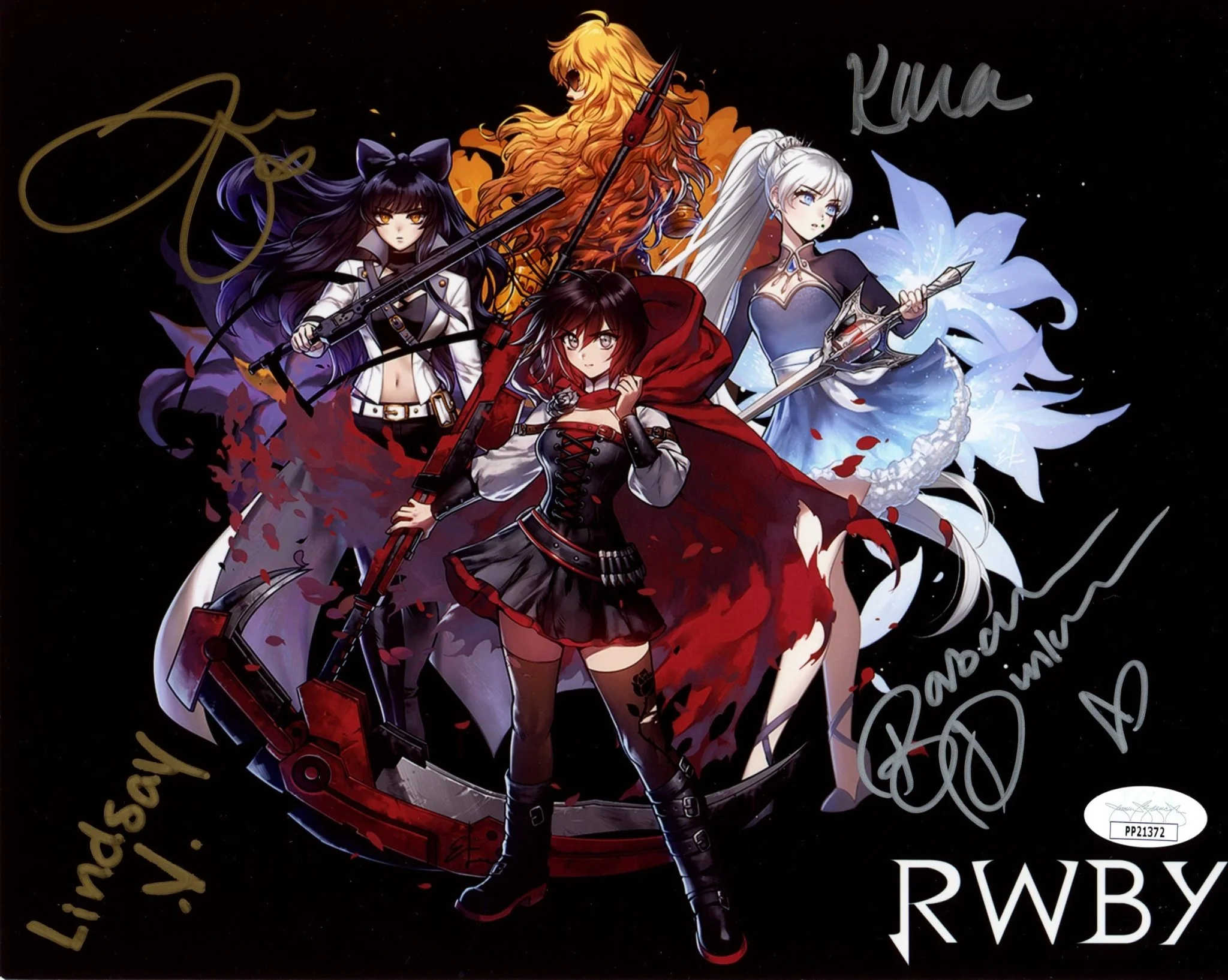 RWBY 8x10 Photo Cast x4 Signed Jones, Dunkelman, Eberle, Zech JSA Certified Autograph - Image 4