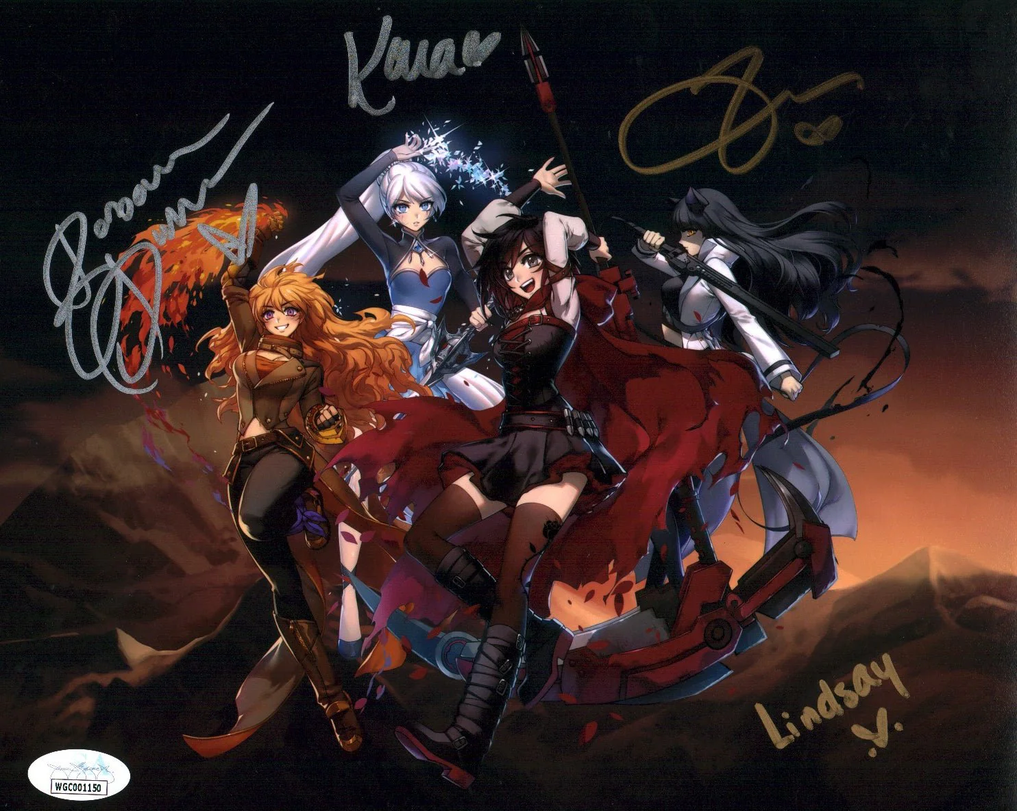 RWBY 8x10 Photo Cast x4 Signed Jones, Dunkelman, Eberle, Zech JSA Certified Autograph - Image 2