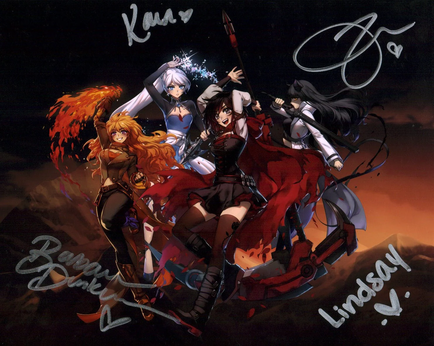 RWBY 8x10 Photo Cast x4 Signed Jones, Dunkelman, Eberle, Zech JSA Certified Autograph - Image 3
