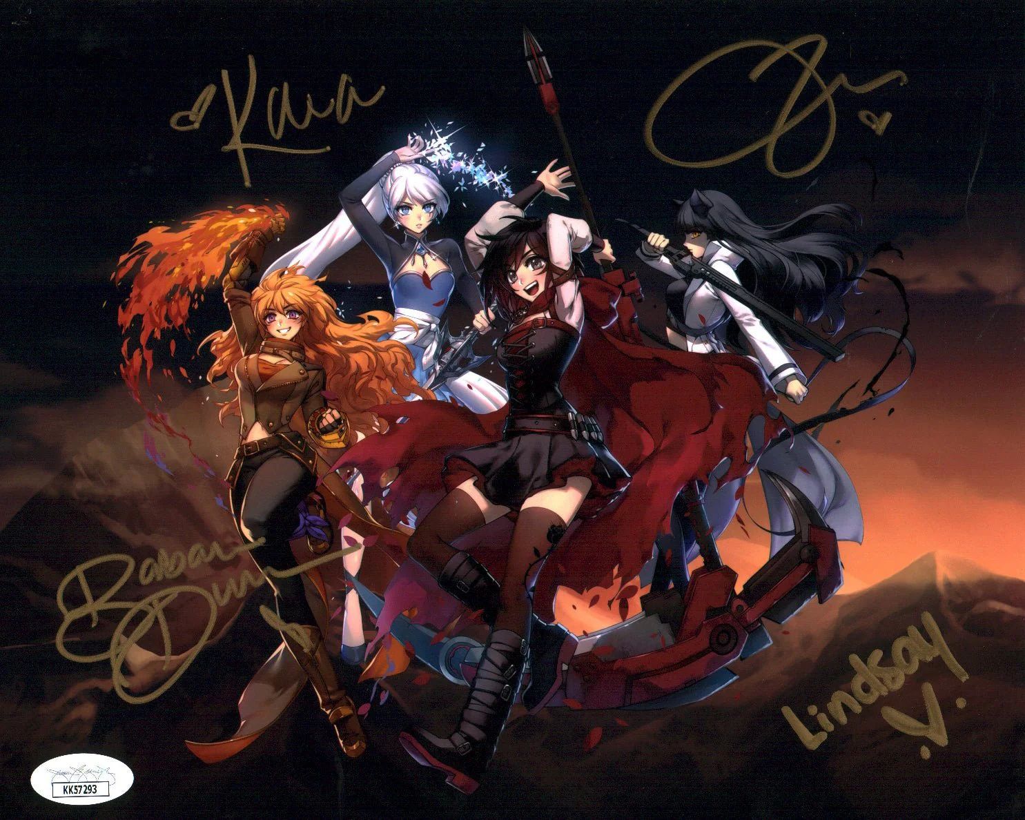 RWBY 8x10 Photo Cast x4 Signed Jones, Dunkelman, Eberle, Zech JSA Certified Autograph - Image 4