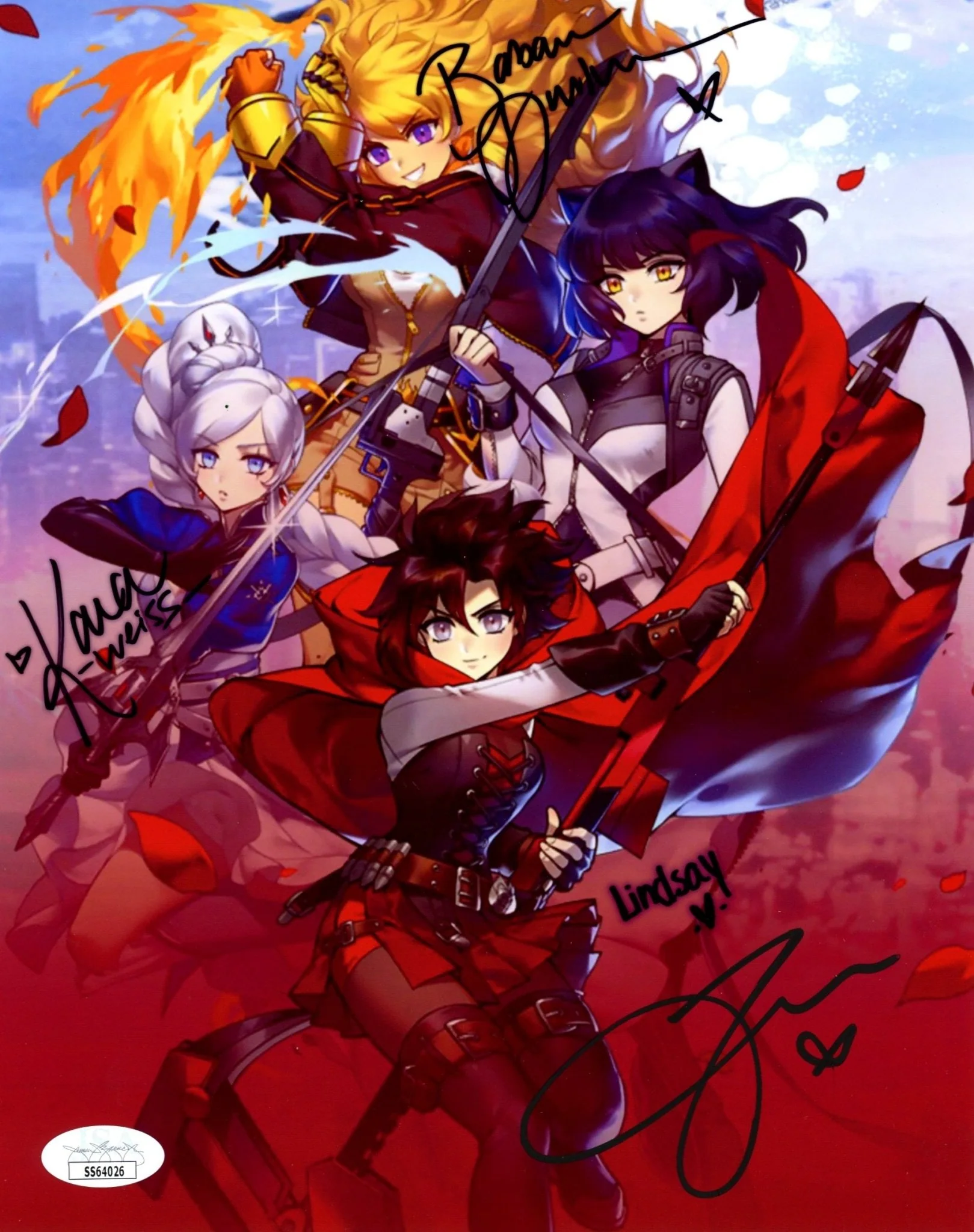 RWBY 8x10 Photo Cast x4 Signed Jones, Dunkelman, Eberle, Zech JSA Certified Autograph - Image 2