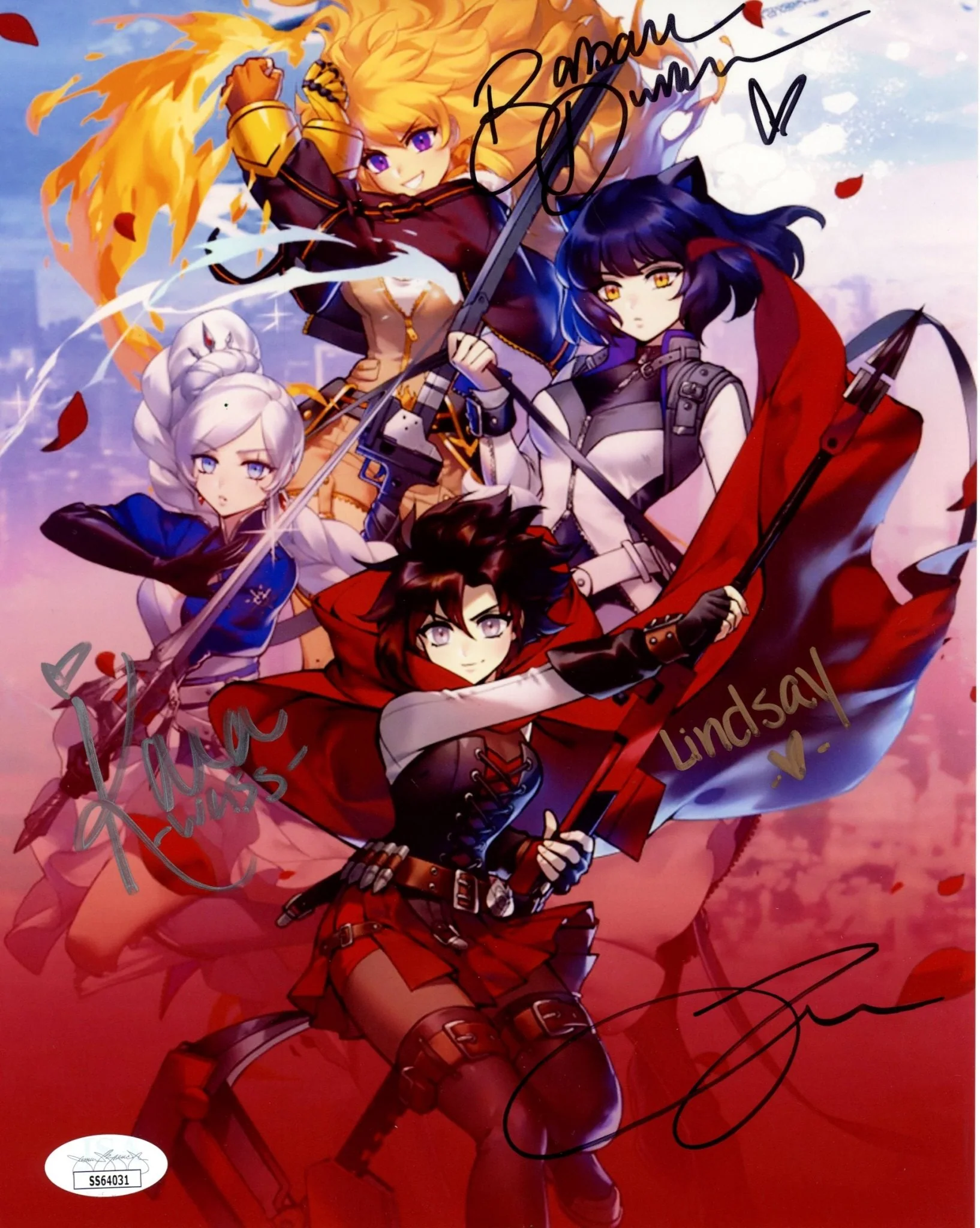 RWBY 8x10 Photo Cast x4 Signed Jones, Dunkelman, Eberle, Zech JSA Certified Autograph - Image 3
