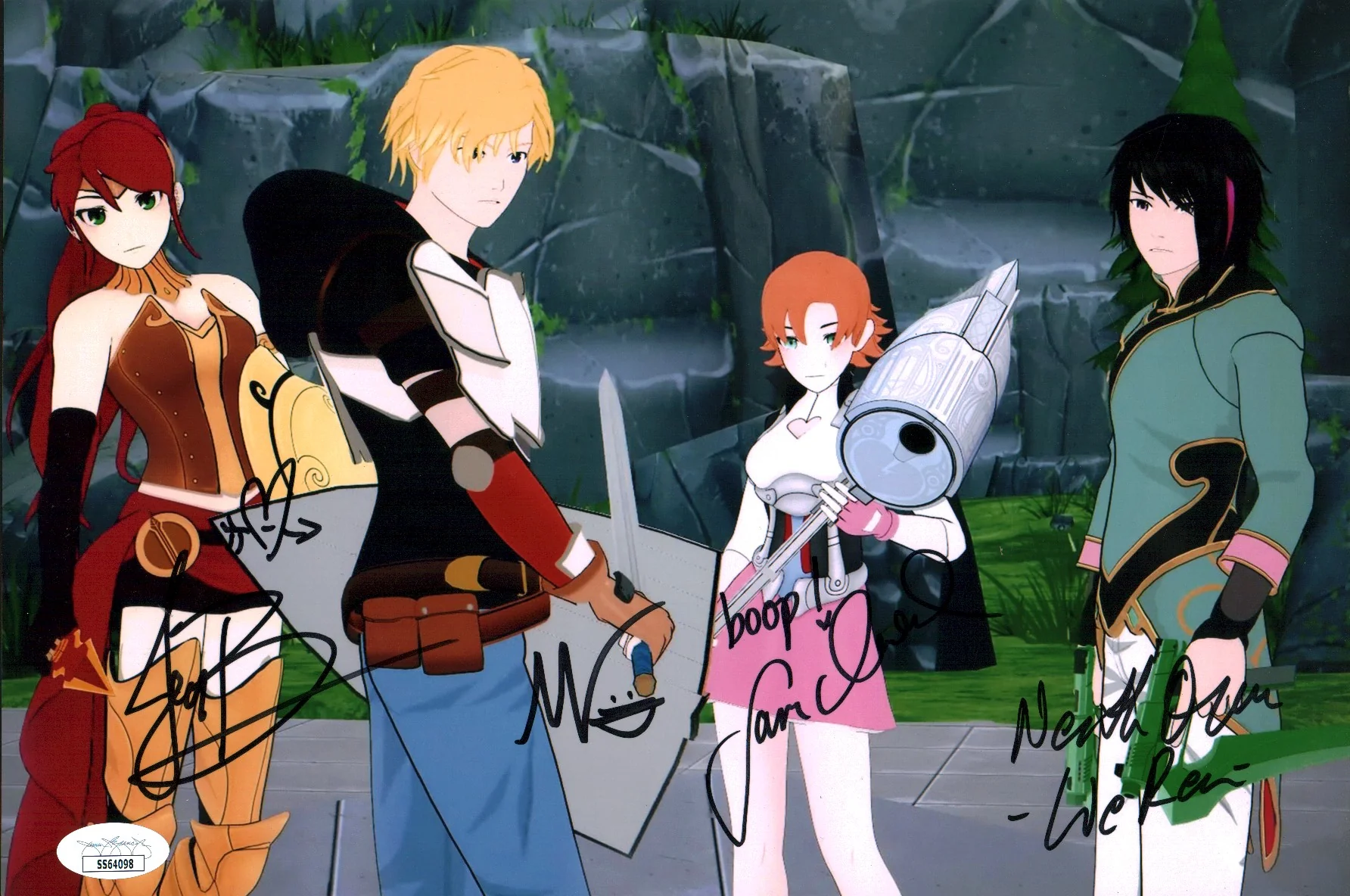 RWBY 8x12 Cast x4 Brown Oum Ireland Luna Signed Photo JSA Certified Autograph - Image 3