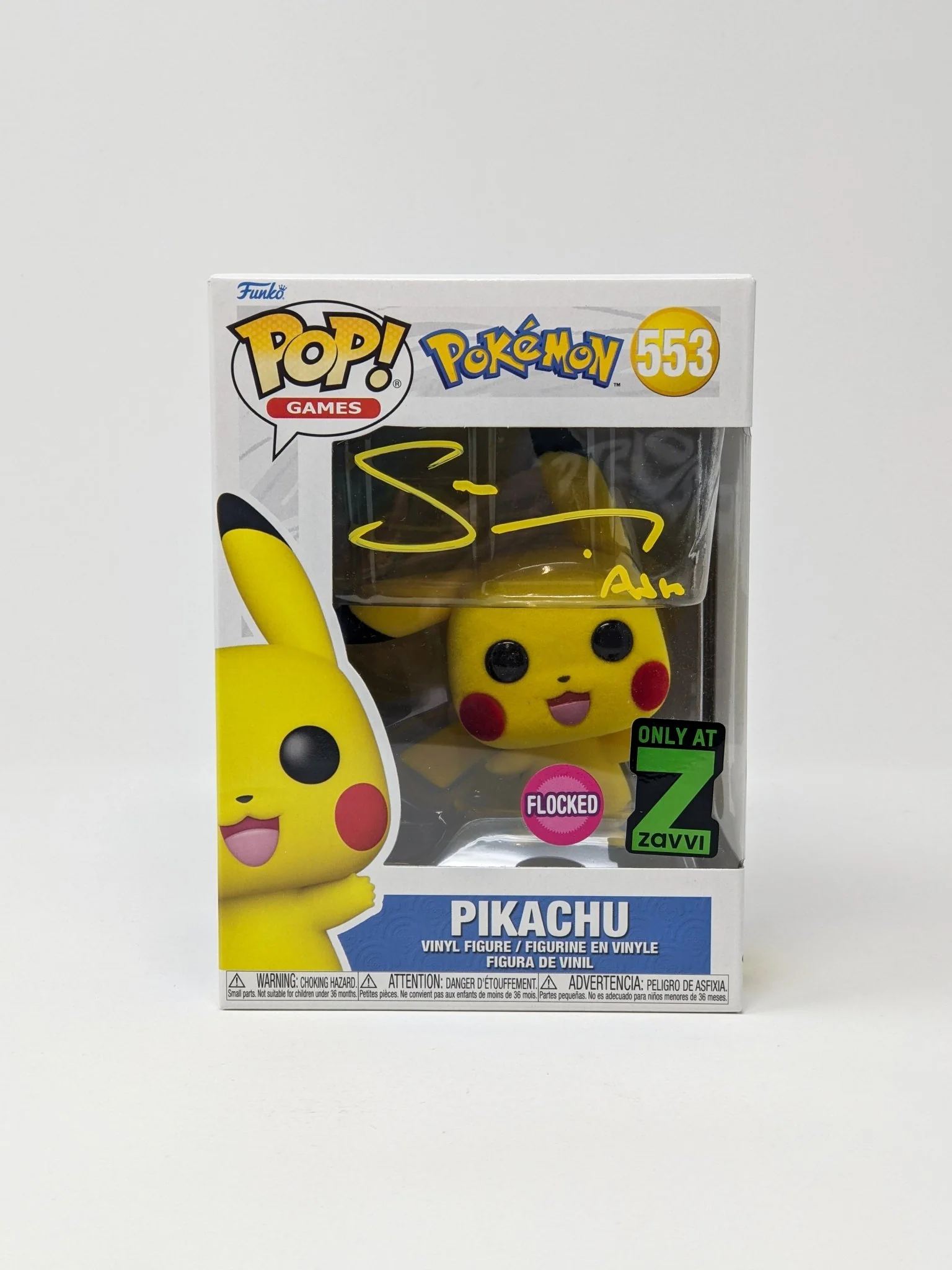 Sarah Natochenny Pokemon Exclusive Flocked Pikachu #553 Signed Funko Pop JSA Certified Autograph - Image 2