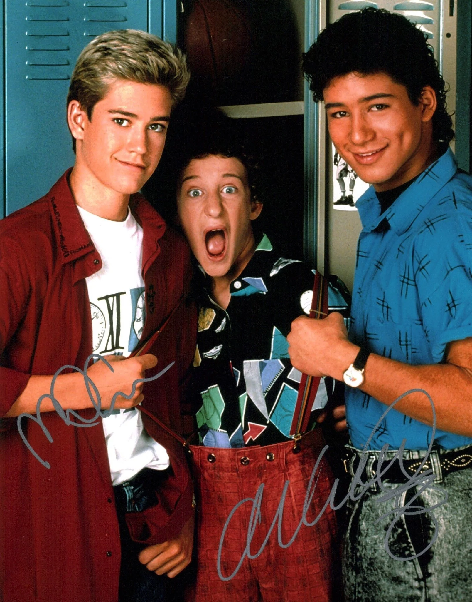 Saved by the Bell 11x14 Cast x2 Signed Lopez, Gosselaar Photo Poster JSA Certified Autograph