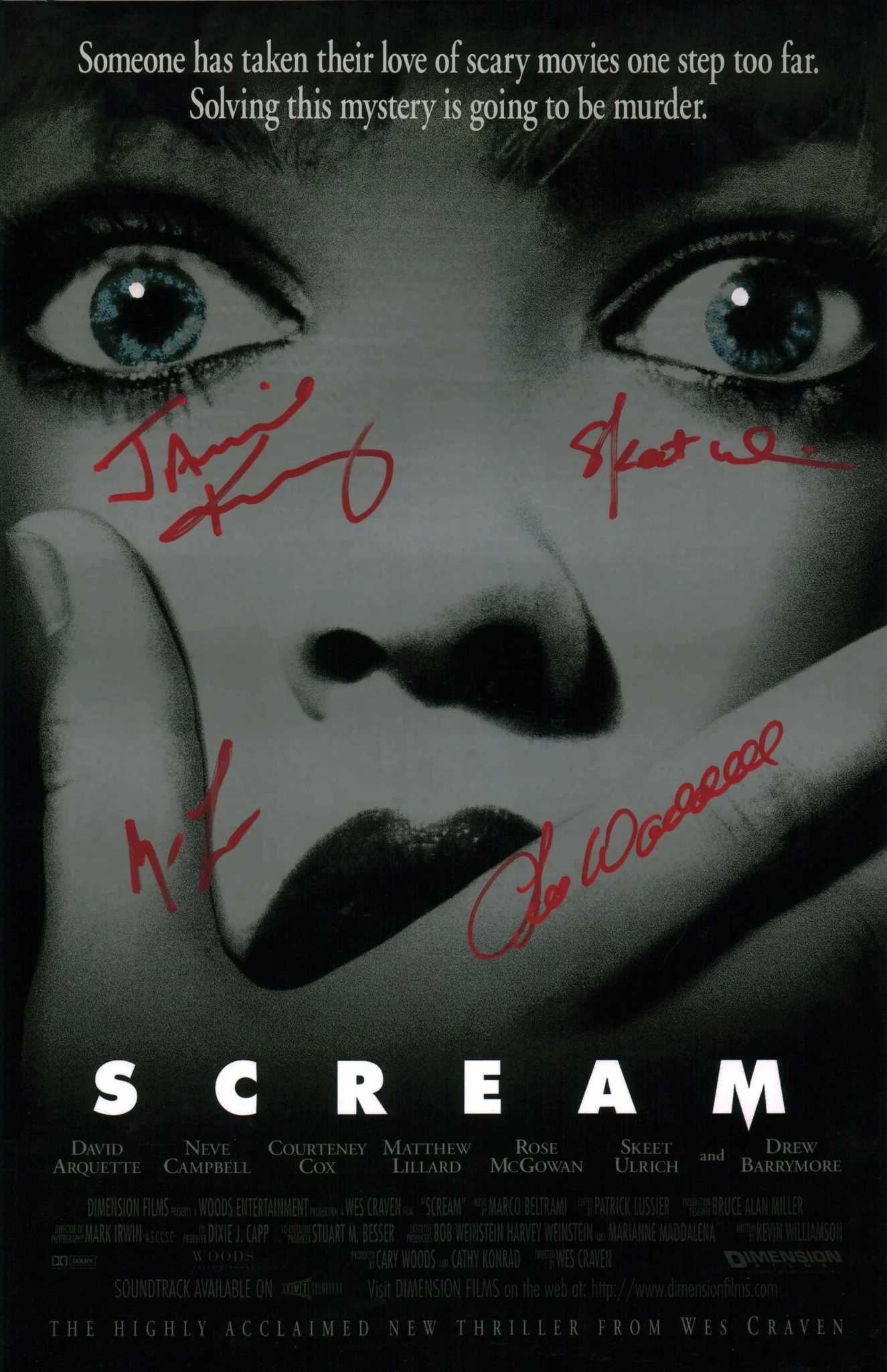 Scream 11x17 Signed Photo Cast x4 Lillard Ulrich Kennedy Waddell JSA Certified Autograph - Image 2